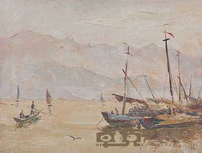 林一鹤 1973年作 温州港口 21×28cm